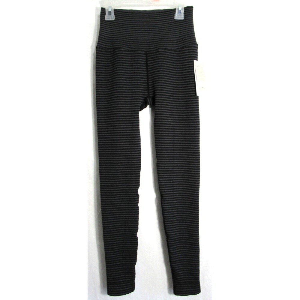 Spiritual Gangster Black & Gray Striped Love Sculpt Ribbed Leggings XS/S NWT